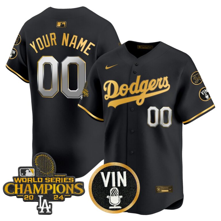 Men Los Angeles Dodgers Custom  Gold Vapor Premier Limited black MLB Nike Jersey 2025